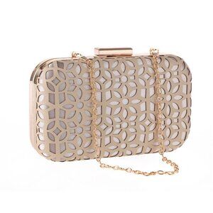 4633 Hollow Out Little Evening Clutch Purse Wedding Party Prom HandbagNude